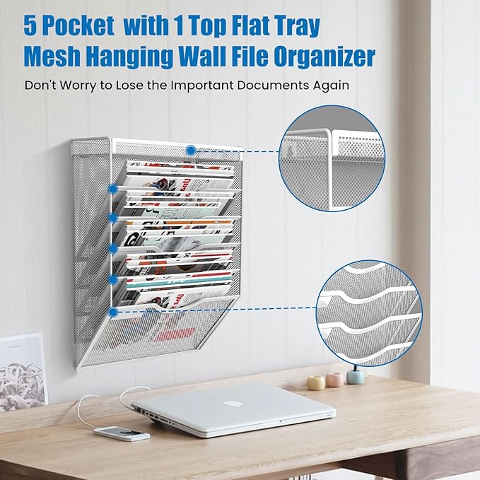 KZWKRG 6 Tier Wall File Organizer Hanging Vertical File Organizer, Wall Mounted - Image 6