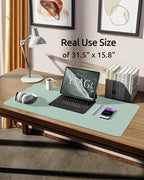 YSAGi Leather Desk Protector, Office Mat, Large Mouse Mat, Non-Slip PU Leather - Image 5