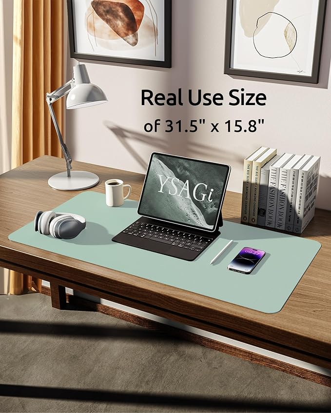 YSAGi Leather Desk Protector, Office Mat, Large Mouse Mat, Non-Slip PU Leather - Image 5