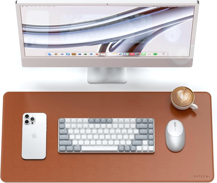 Satechi Vegan-Leather Desk Mat, Scratch and Water Resistant, Brown