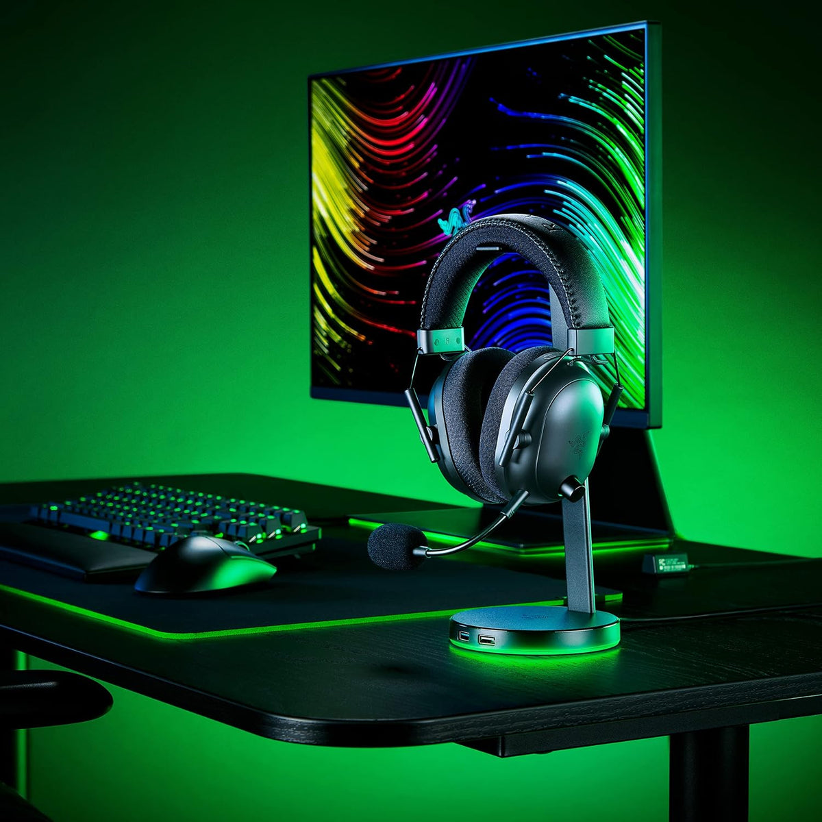 Razer Base Station V2 Chroma Headphone Headset Stand Holder, Black