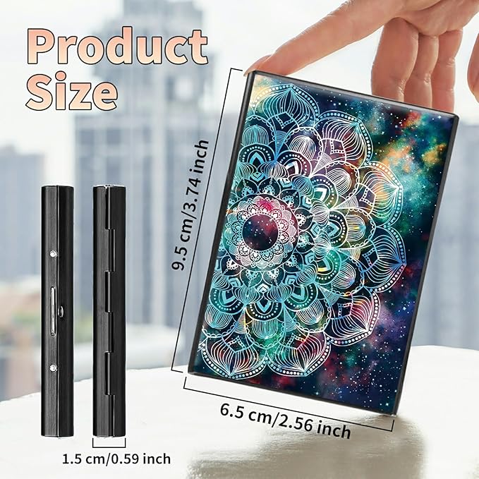 BWEGRHE Slim Credit Card Holder, Art Mandalas RFID Blocking Metal Wallet - Image 2