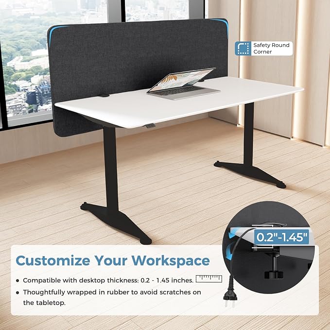 MORDEER 47.2" Privacy Desk Divider Panel, Acoustic Divider Panels - Image 5