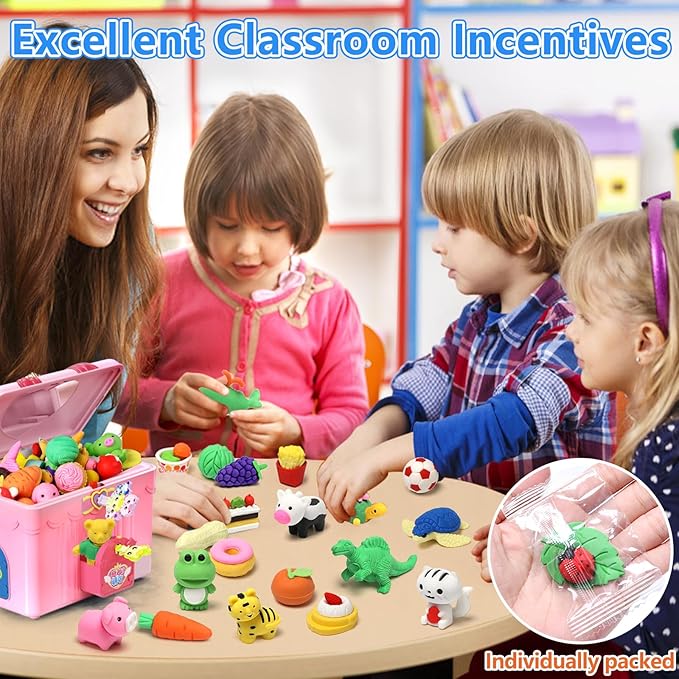 Animal Erasers for Kids 50 Pack Kid's Eraser Bulk Pull Apart Erasers 3D Puzzle - Image 3