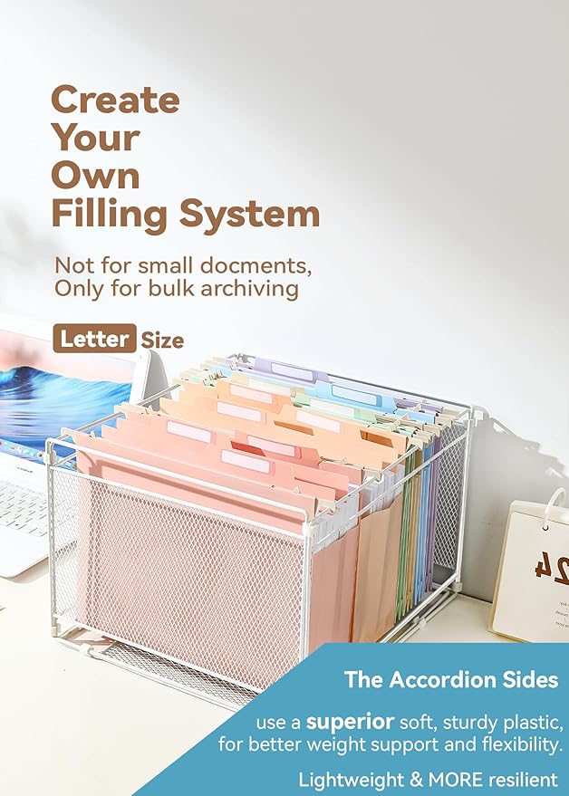 SortRax Plastic High Capacity Hanging File Folders, Pastel Colors, Heavy Duty - Image 6