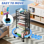 Simple Trending 10 Tier Rolling File Cart, Desk File Organizer - Image 3