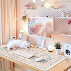 iCasso Pink Floral Desk Mat, Desk Pad, XXL Large Mouse Pad, Anti-Slip Big - Image 7