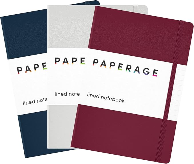 PAPERAGE Lined Journal Notebook, 3 Pack, 160 Pages, Medium 5.6 in x 8 in by PAPERAGE