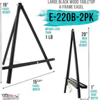 U.S. Art Supply 20" Black Wood Tabletop Easel - Image 2