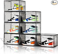 Amllas New Gray 8 Pack Shoe Boxes Stackable, Large Shoe Storage Organizer by Amllas