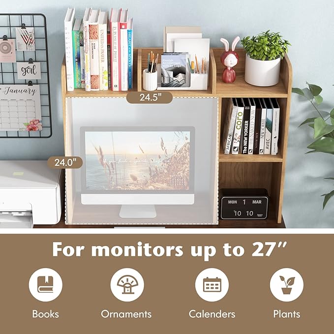 Tangkula Desktop Bookshelf, Countertop Storage Hutch - Image 5