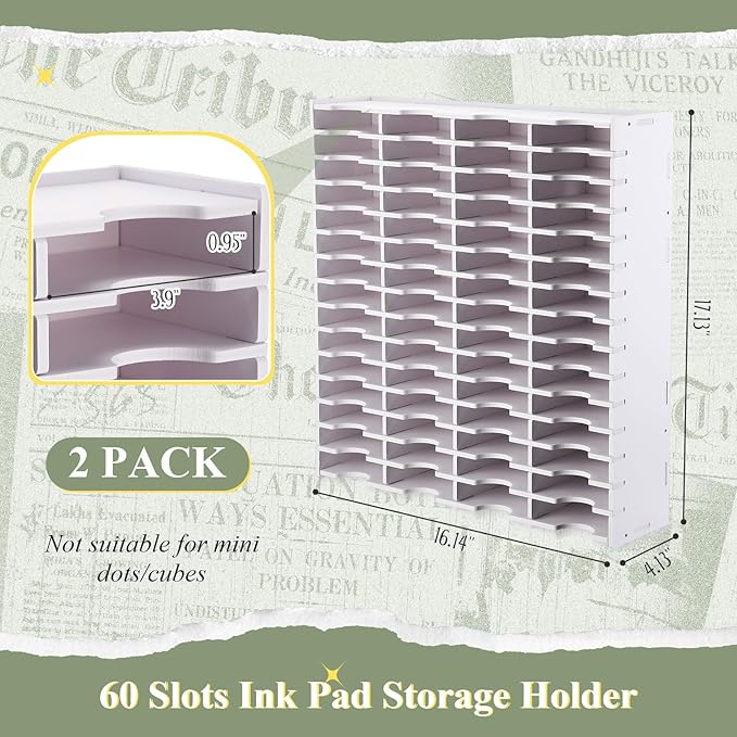 Sunnychicc 2 Pack 60 Grids Ink Pad Storage Holder Stamp Organizer, Ink Pad - Image 2