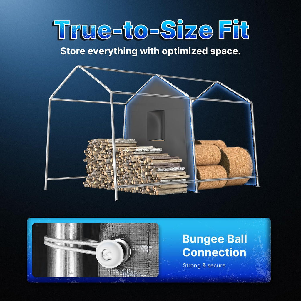advance outdoor 8x8 ft storage shelter garage tent, view 9