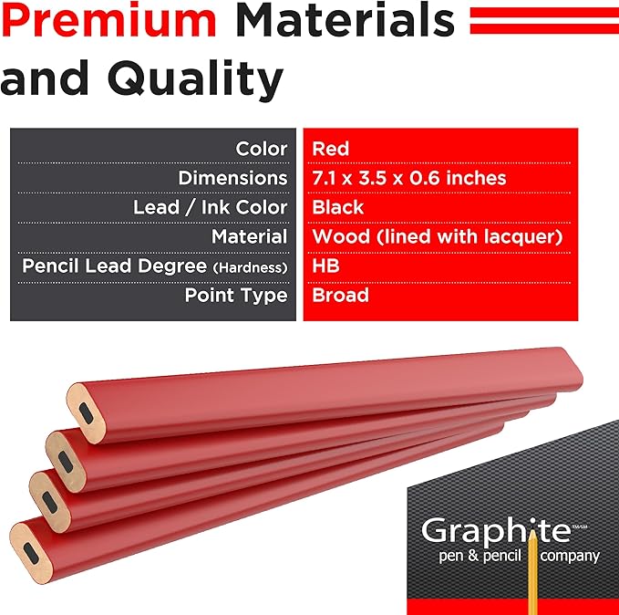 GRAPHITE Hard Lead Carpenter Pencils Bulk - Image 2