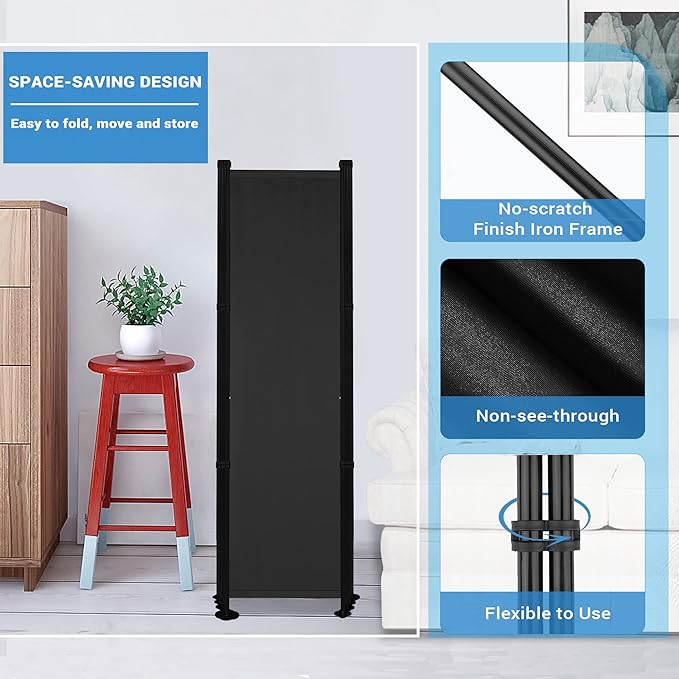 MAYOLIAH 6 Panel Room Dividers Folding Privacy Screen, 10ft Wide 6ft Tall - Image 3