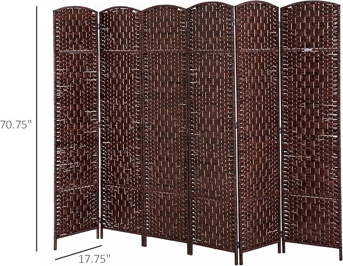HOMCOM Room Divider, 6 Panel Folding Privacy Screen, 6FT Tall Portable Wicker - Image 7
