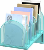 OUTIOE 5-Section Desk File Organizer, Metal Mesh Folder Organizer by OUTIOE