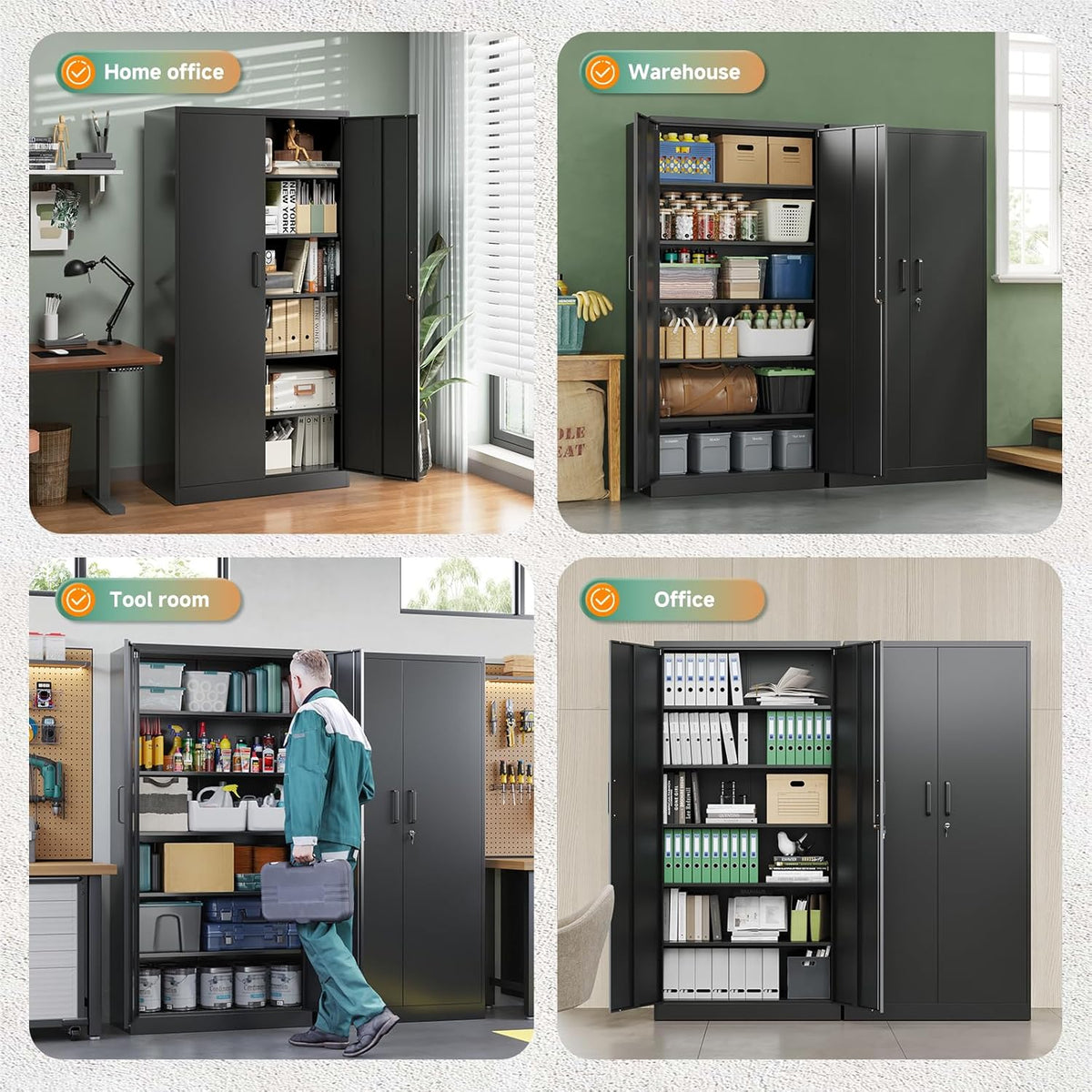 letaya metal garage storage cabinets with lock-72 tall, package contents