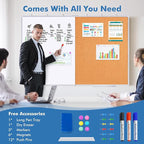 Magnetic White Board and Cork Board Combo, 48 X 36 inches Whiteboard Bulletin - Image 7