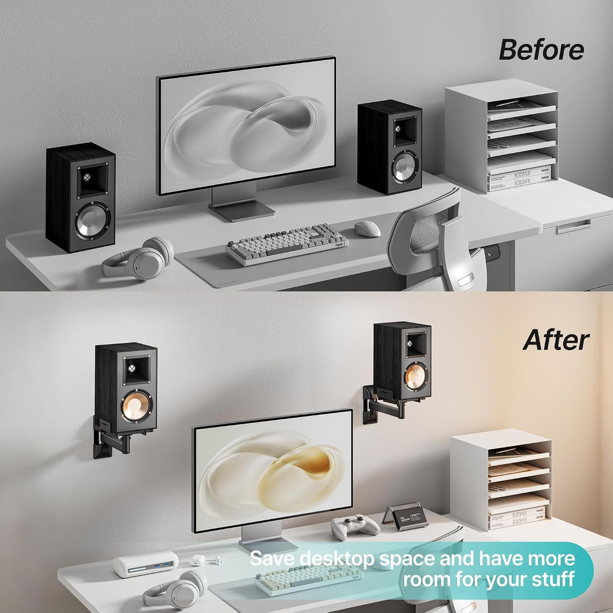 Speaker Wall Mounts, 55 lbs Capacity, Widths from 5.1” to 11.2”,1 Pair