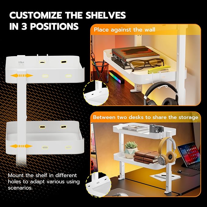 ARES WING 2-Tier Clamp On Desk Shelf, 16 inch Adjustable Above or Under Desk - Image 6