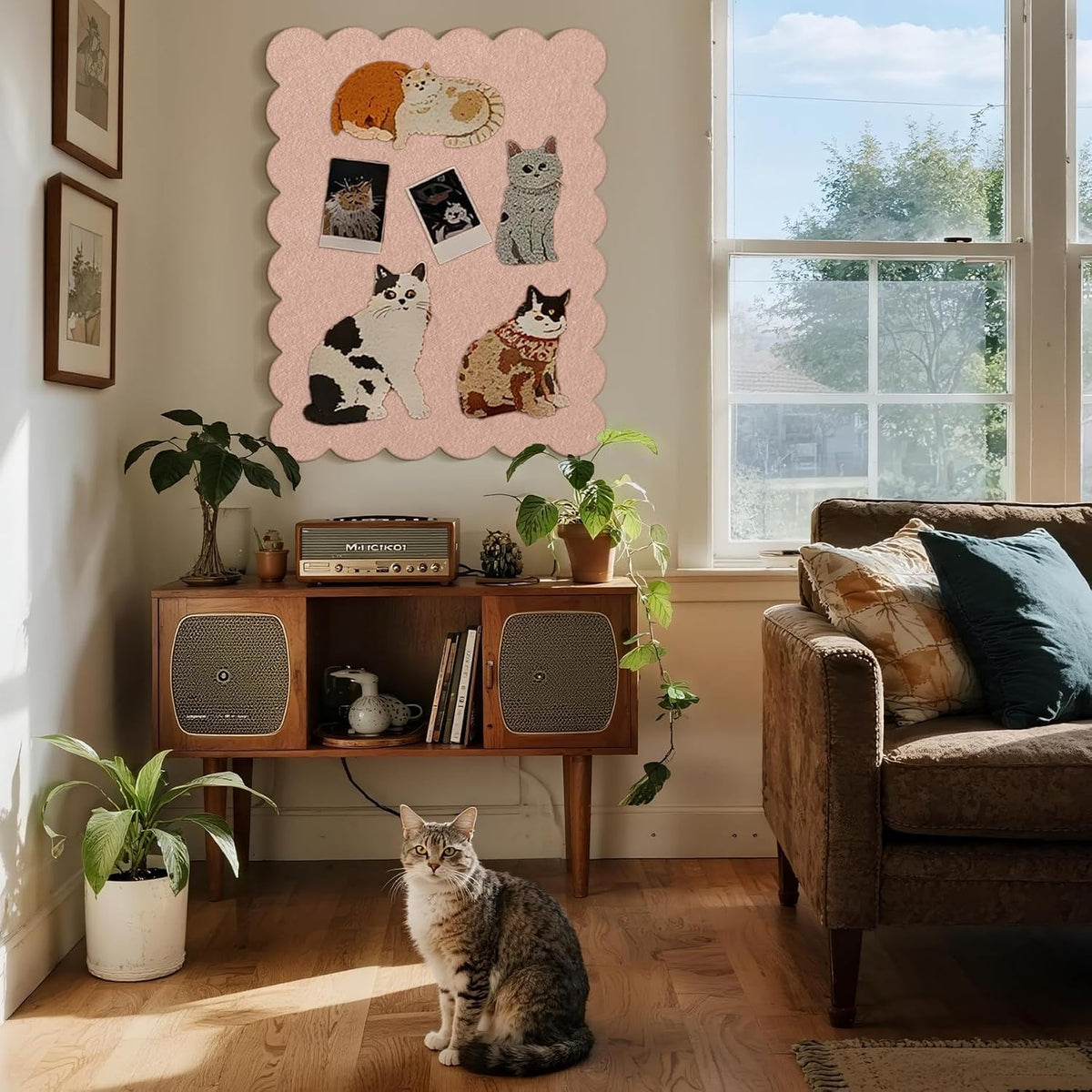 Scalloped Bulletin Board 36x24 inches, Decorative Felt Pin Board for Wall