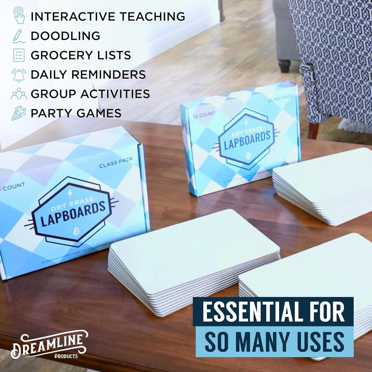 Dry Erase Boards [30pc Double Sided] Lapboards with ClearWipe Coating! Small ...