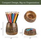 Mie Creations Wooden Desk Organizer Set of 2 Pen Holder, Paper Clip Storage - Image 4