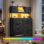 EnHomee Black Dresser with Multiple Fabric Drawers, Dresser - Image 5