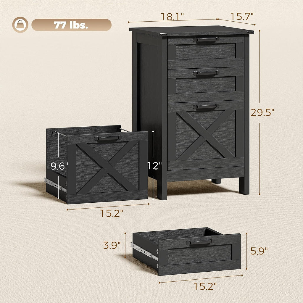 homcom 3 drawer file cabinet printer stand silent, close-up detail
