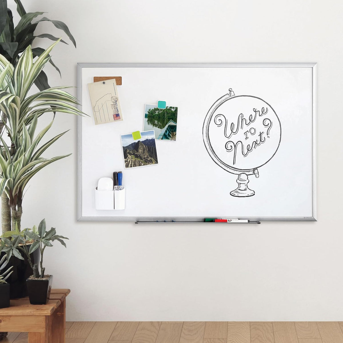 U Brands Magnetic Whiteboard, 36" x 24", Wall Mounted Dry Erase Boa...