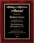 Personalized Award Plaque for Employee Apprecication and Recognition - Making a Difference Award - Choose Your Style and Size (10.5x13 Rose Piano Wood)