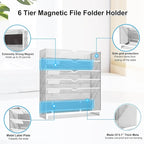 KZWKRG 6 Tier Magnetic File Holder, Large Capacity Mesh Hanging Wall Organizer - Image 3