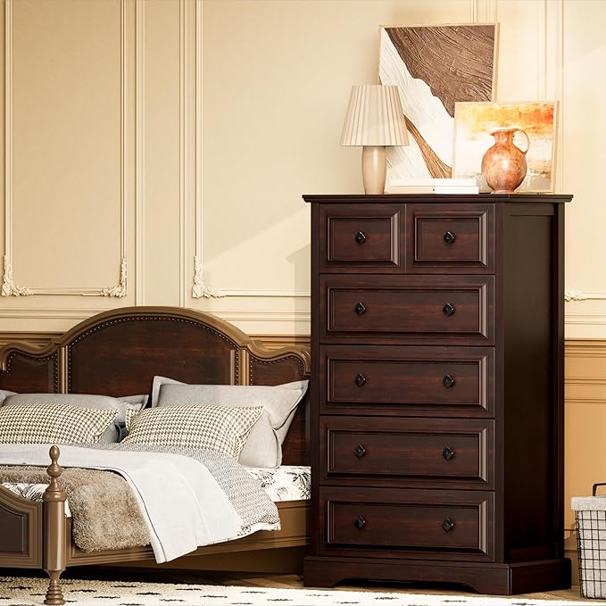 VVFLU Farmhouse 6 Drawer Dresser, Storage Dressers Organizer - Image 3