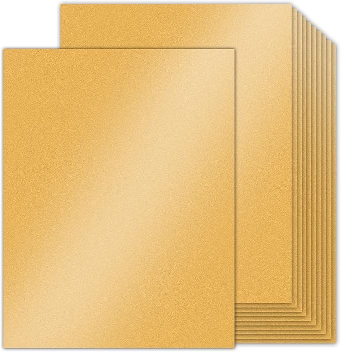 100 Sheets Gold Shimmer Cardstock 8.5 x 11 Metallic Paper, Goefun 80lb Card by Goefun