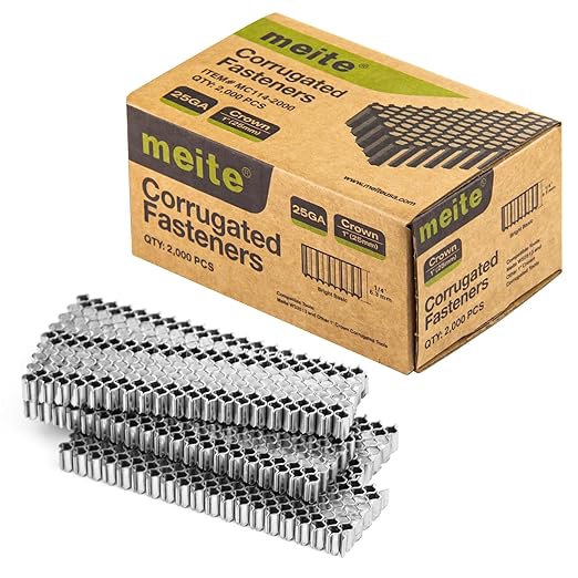 meite Corrugated Fasteners MC114 25 Gauge 1-Inch Crown 1/4-Inch Length Staples by meite