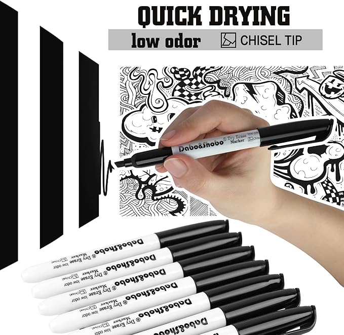 Dabo&Shobo Dry Erase Markers Bulk, Low Odor Dry Erase Markers, Chisel Tip - Image 3