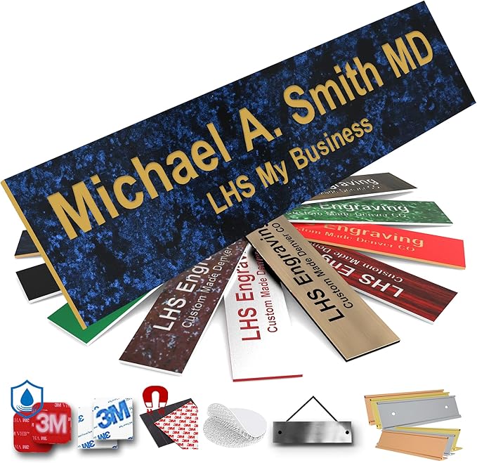 Engraved Custom Door Plate Celestial Blue Plastic Office Door Sign by LHS+My+Business