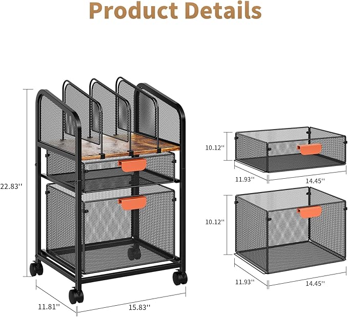 Marbrasse Rolling File Cart - Image 2