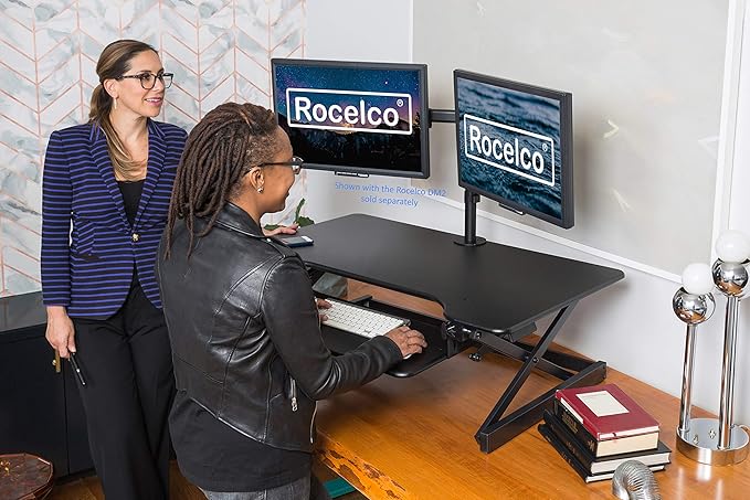 Rocelco 38" Large Height Adjustable Standing Desk Converter - Image 4