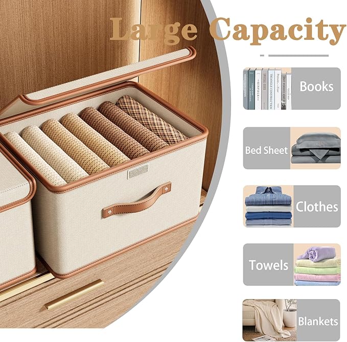 Tuza 4 Pack Storage Bins with Lids, Collapsible Closet Organizer Container - Image 7