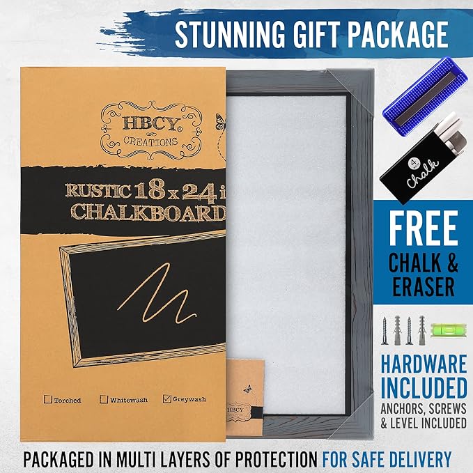 Rustic Grey Magnetic Wall Chalkboard, Large Size 18" x 24", Framed Chalkboard - Image 7