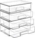 Vtopmart 12.1''W Clear Stackable Storage Drawers, 4 Pack Acrylic Plastic