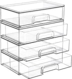 Vtopmart 12.1''W Clear Stackable Storage Drawers, 4 Pack Acrylic Plastic