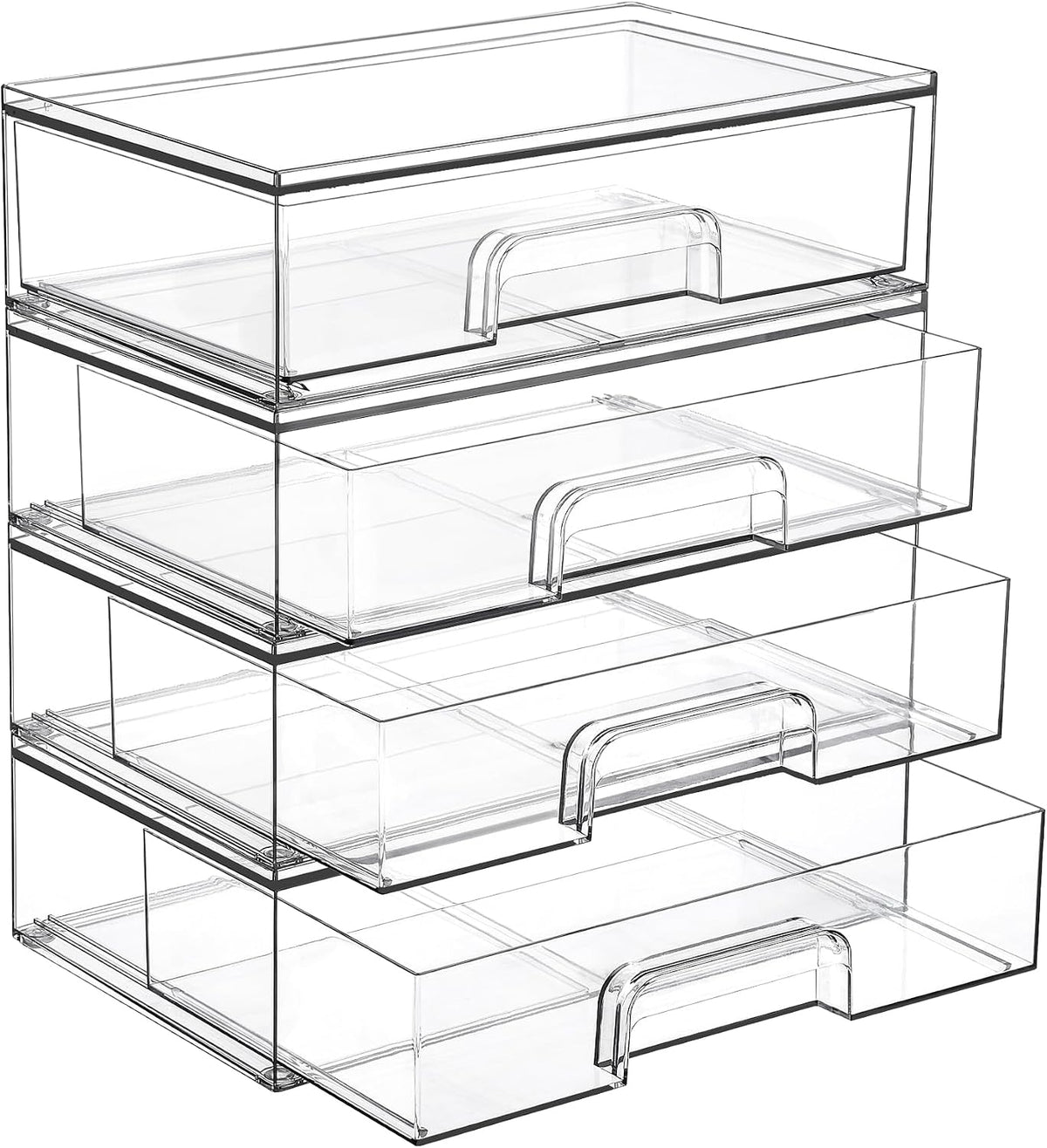 Vtopmart 12.1''W Clear Stackable Storage Drawers, 4 Pack Acrylic Plastic