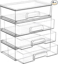 Vtopmart 12.1''W Clear Stackable Storage Drawers, 4 Pack Acrylic Plastic by Vtopmart