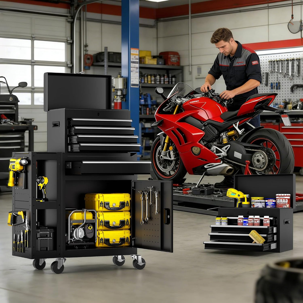 5 Drawer Rolling Tool Chest, 3-in-1 Assembled Tool Cabinet