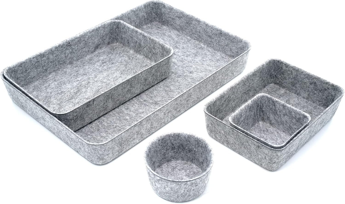 WELAXY Office Desk Drawer Organizer Trays Felt Storage Bins Paper Letter Tray...