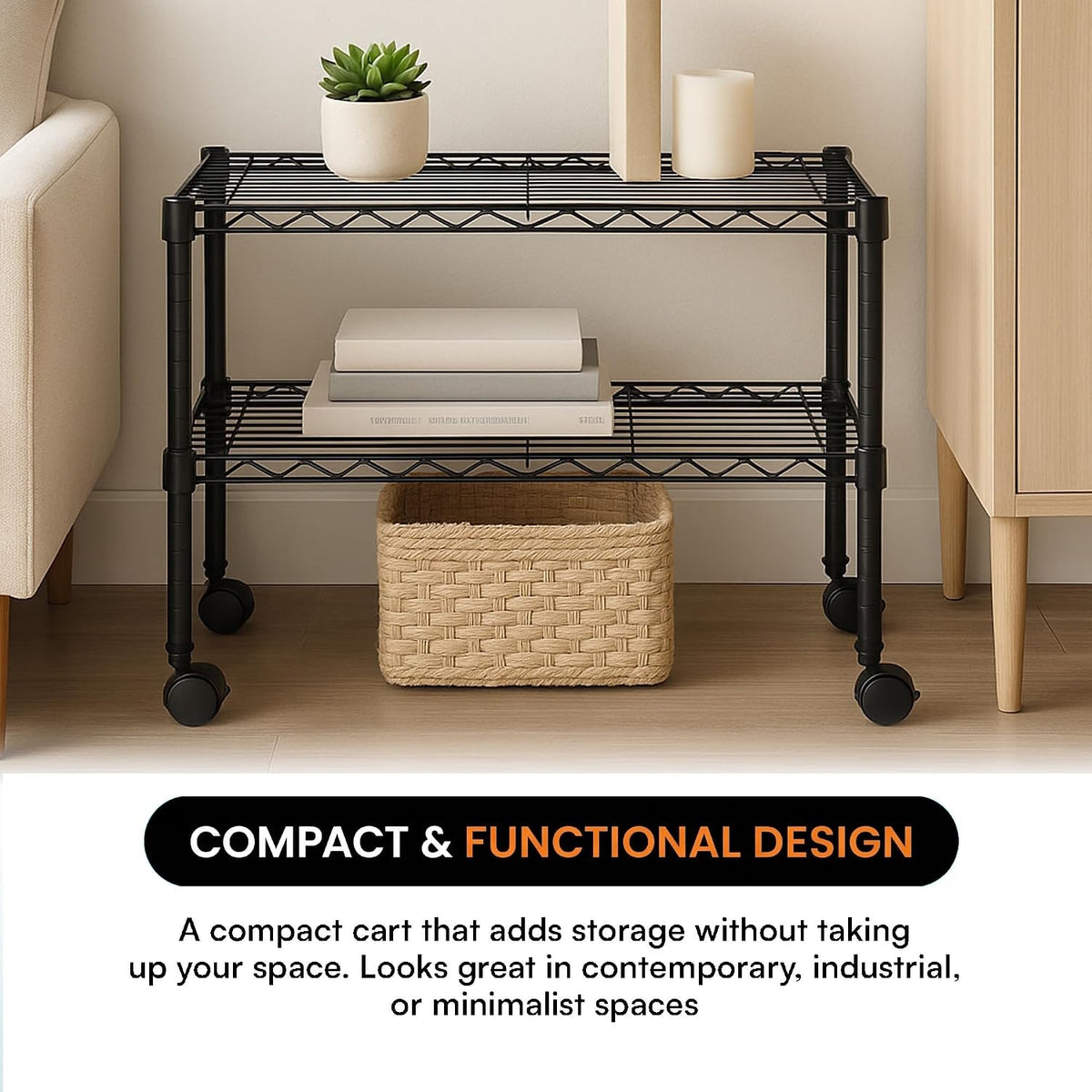 2-Tier Media Shelf Organizer with Adjustable Shelves with 125-lb Capacity Per...