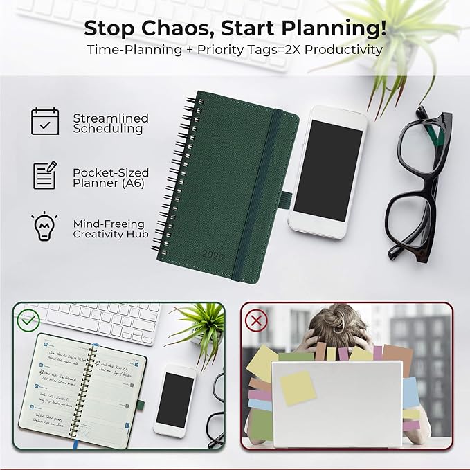 IN-LUXPRO Planner 2026 Daily Weekly and Monthly, 6.5"x3.75", 12 Months Spiral - Image 8